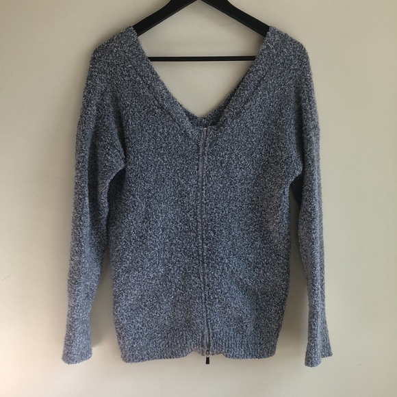 DYNAMITE | fuzzy v-neck sweater - Picture 3 of 4